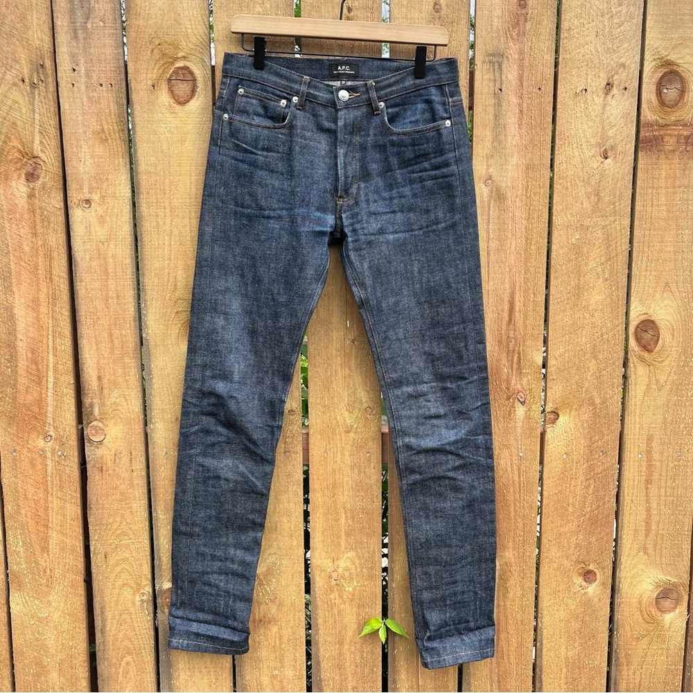 *A.P.C. | Men's Button Fly Slim Fit Jeans in Dark Wash Size 28